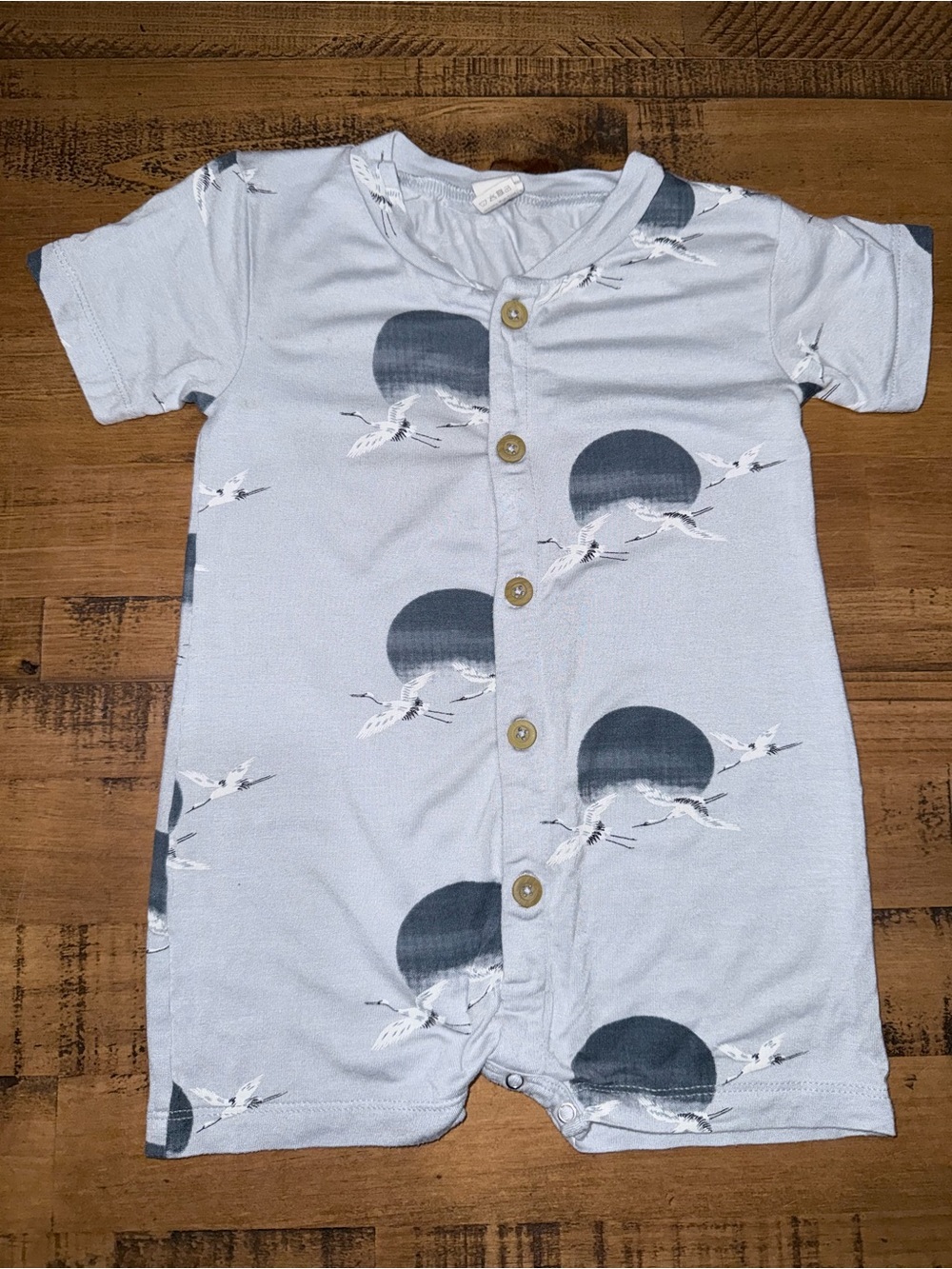Kate Quinn 2T Blue Cranes short romper